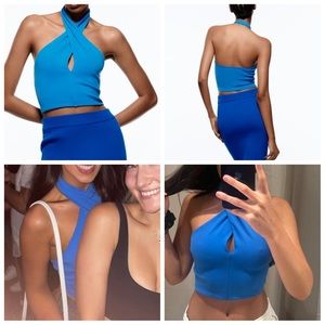 Blue Halter crop top